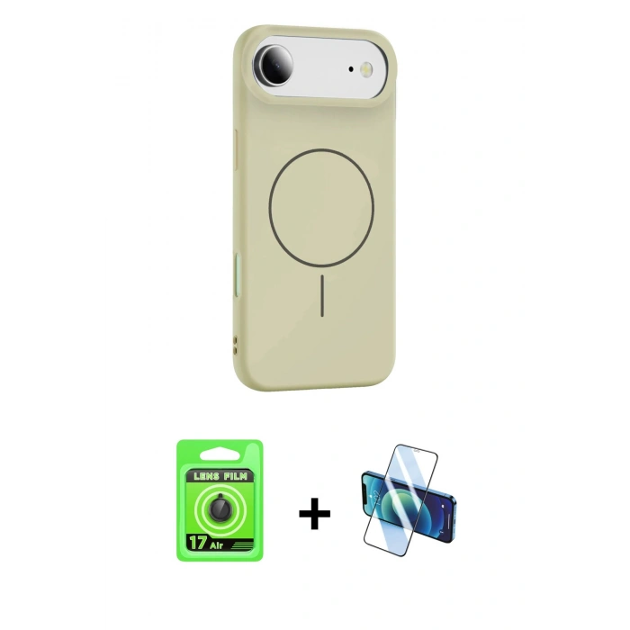 MARSİLYAN™- iPhone 17 Air Kılıf Yankı Form Serisi - Siyah 3D Antistatik Seramik Nano Ekran Koruyucu + Raze Metal Kamera Lens - SH