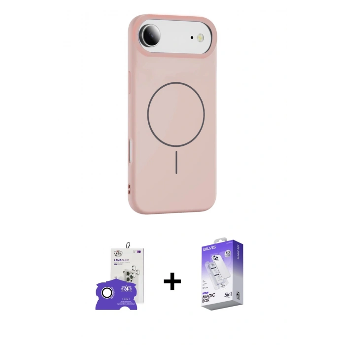MARSİLYAN™- iPhone 17 Air Kılıf Yankı Form Serisi - Siyah Bilvis 5in1 3D Magic Cam Ekran Koruyucu + Bilvis Titan Kamera Lens - GS