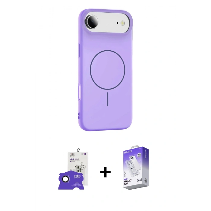 MARSİLYAN™- iPhone 17 Air Kılıf Yankı Form Serisi - Siyah Bilvis 5in1 3D Magic Cam Ekran Koruyucu + Bilvis Titan Kamera Lens - SH
