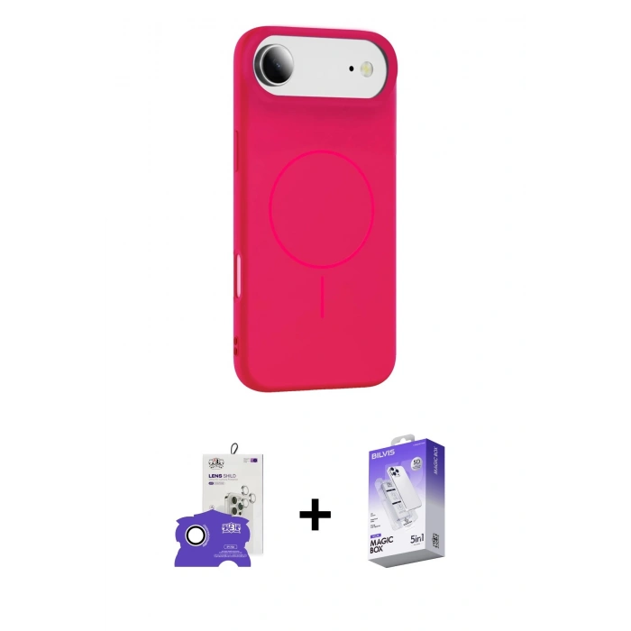 MARSİLYAN™- iPhone 17 Air Kılıf Yankı Form Serisi - Siyah Bilvis 5in1 3D Magic Cam Ekran Koruyucu + Bilvis Titan Kamera Lens - GS