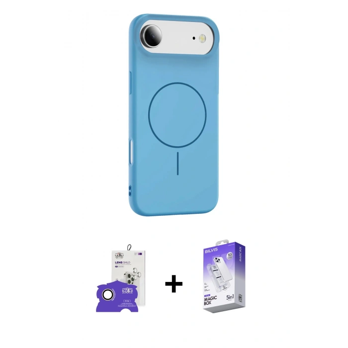 MARSİLYAN™- iPhone 17 Air Kılıf Yankı Form Serisi - Siyah Bilvis 5in1 3D Magic Cam Ekran Koruyucu + Bilvis Titan Kamera Lens - GD
