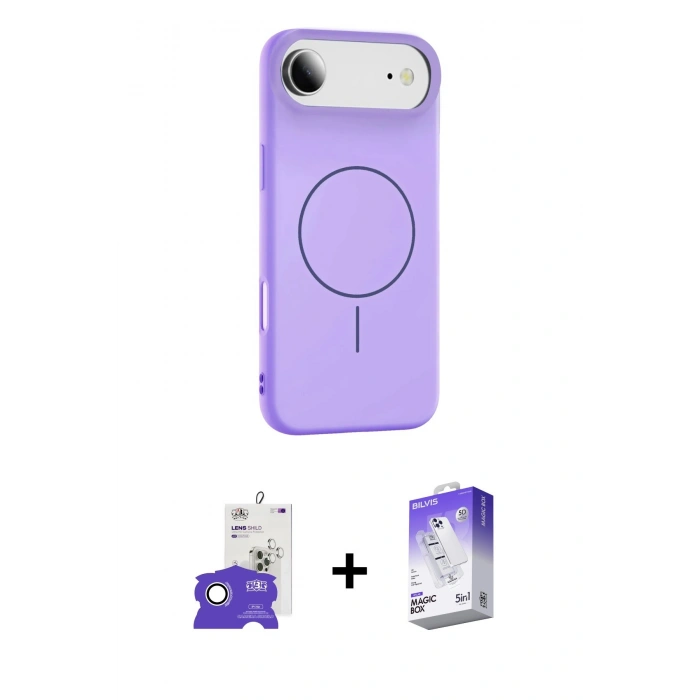 MARSİLYAN™- iPhone 17 Air Kılıf Yankı Form Serisi - Siyah Bilvis 5in1 3D Magic Cam Ekran Koruyucu + Bilvis Titan Kamera Lens - GS
