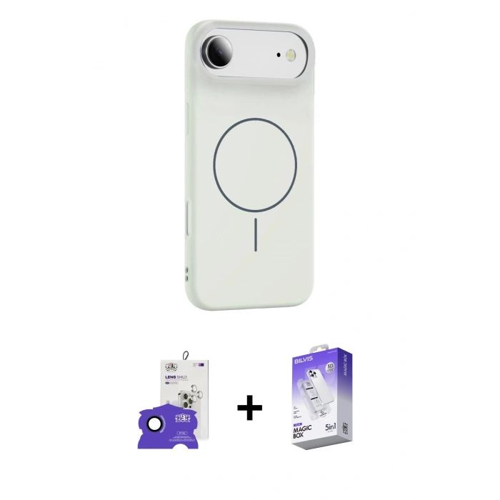 MARSİLYAN™- iPhone 17 Air Kılıf Yankı Form Serisi - Siyah Bilvis 5in1 3D Magic Cam Ekran Koruyucu + Bilvis Titan Kamera Lens - LT