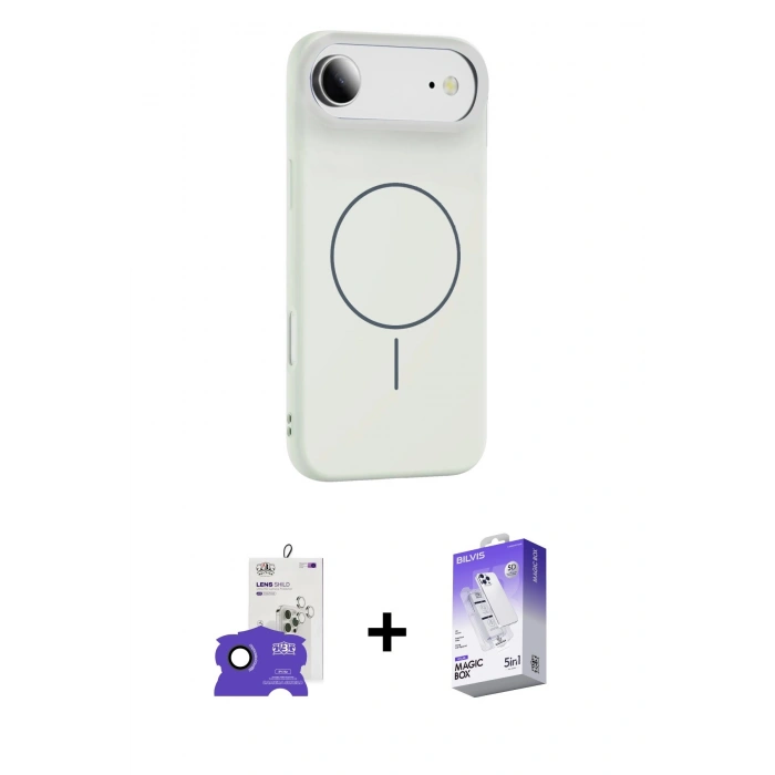 MARSİLYAN™- iPhone 17 Air Kılıf Yankı Form Serisi - Siyah Bilvis 5in1 3D Magic Cam Ekran Koruyucu + Bilvis Titan Kamera Lens - SH