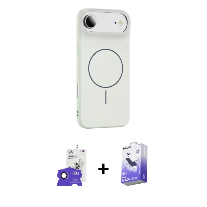 MARSİLYAN™- iPhone 17 Air Kılıf Yankı Form Serisi - Siyah Bilvis 5in1 5D Magic Hayalet Cam Ekran Koruyucu + Bilvis Titan Kamera Lens - LT