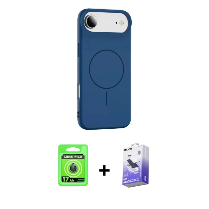 MARSİLYAN™- iPhone 17 Air Kılıf Yankı Form Serisi - Siyah Bilvis 5in1 5D Magic Hayalet Cam Ekran Koruyucu + Raze Metal Kamera Lens - MI