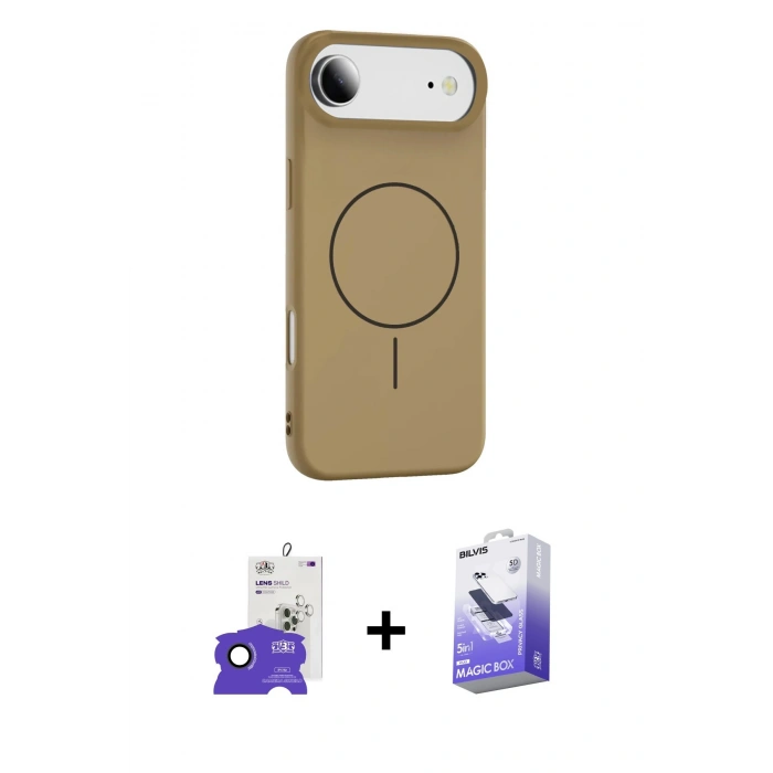 MARSİLYAN™- iPhone 17 Air Kılıf Yankı Form Serisi - Siyah Bilvis 5in1 5D Magic Hayalet Cam Ekran Koruyucu + Bilvis Titan Kamera Lens - SH