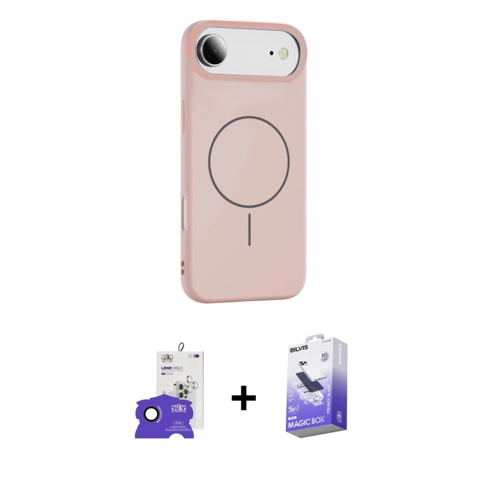 MARSİLYAN™- iPhone 17 Air Kılıf Yankı Form Serisi - Siyah Bilvis 5in1 5D Magic Hayalet Cam Ekran Koruyucu + Bilvis Titan Kamera Lens - SH