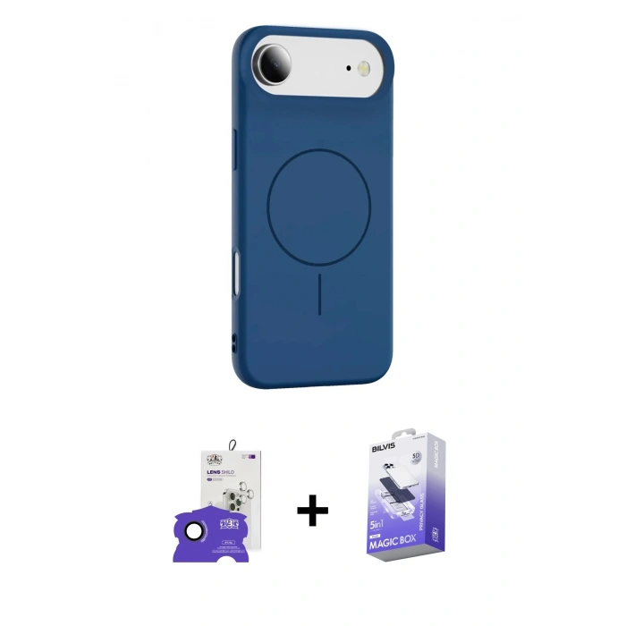 MARSİLYAN™- iPhone 17 Air Kılıf Yankı Form Serisi - Siyah Bilvis 5in1 5D Magic Hayalet Cam Ekran Koruyucu + Bilvis Titan Kamera Lens - SH