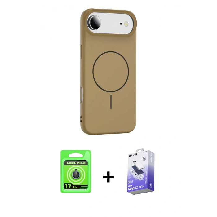 MARSİLYAN™- iPhone 17 Air Kılıf Yankı Form Serisi - Siyah Bilvis 5in1 5D Magic Hayalet Cam Ekran Koruyucu + Raze Metal Kamera Lens - MI
