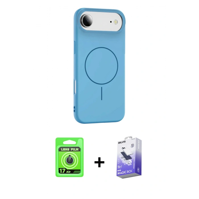 MARSİLYAN™- iPhone 17 Air Kılıf Yankı Form Serisi - Siyah Bilvis 5in1 5D Magic Hayalet Cam Ekran Koruyucu + Raze Metal Kamera Lens - MI