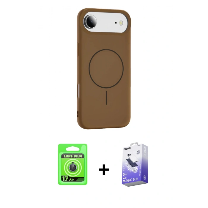 MARSİLYAN™- iPhone 17 Air Kılıf Yankı Form Serisi - Siyah Bilvis 5in1 5D Magic Hayalet Cam Ekran Koruyucu + Raze Metal Kamera Lens - MI