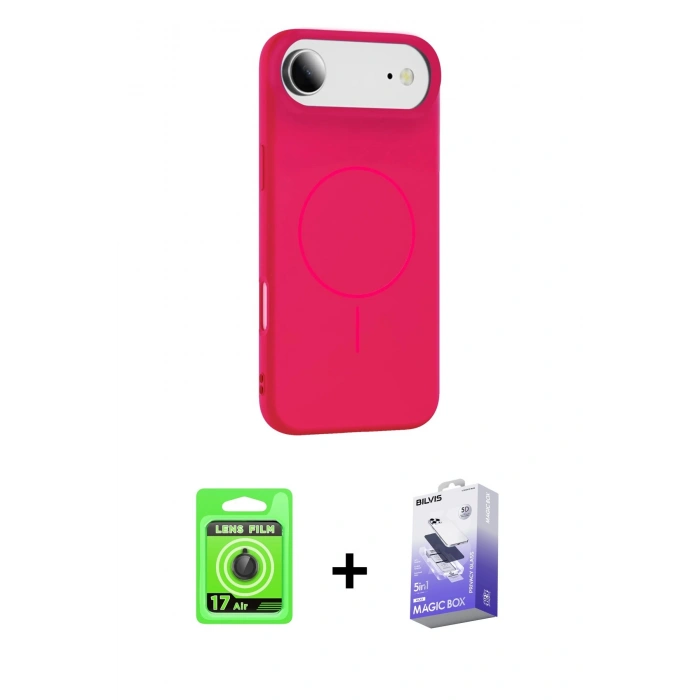 MARSİLYAN™- iPhone 17 Air Kılıf Yankı Form Serisi - Siyah Bilvis 5in1 5D Magic Hayalet Cam Ekran Koruyucu + Siyah Raze Metal Kamera Lens