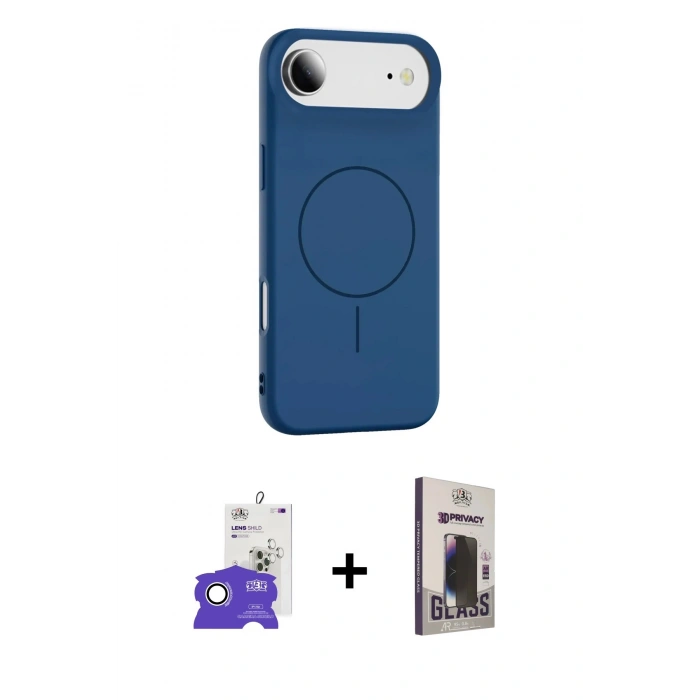 MARSİLYAN™- iPhone 17 Air Kılıf Yankı Form Serisi - Siyah Bilvis Hayalet Cam Ekran Koruyucu + Bilvis Titan Kamera Lens - GS