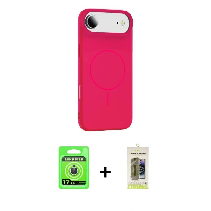 MARSİLYAN™- iPhone 17 Air Kılıf Yankı Form Serisi - Siyah Joko Magic 5D Hayalet Cam + Raze Metal Kamera Lens - GS
