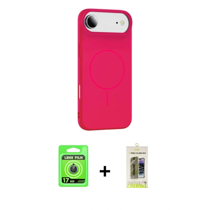 MARSİLYAN™- iPhone 17 Air Kılıf Yankı Form Serisi - Siyah Joko Magic 5D Hayalet Cam + Raze Metal Kamera Lens - MI