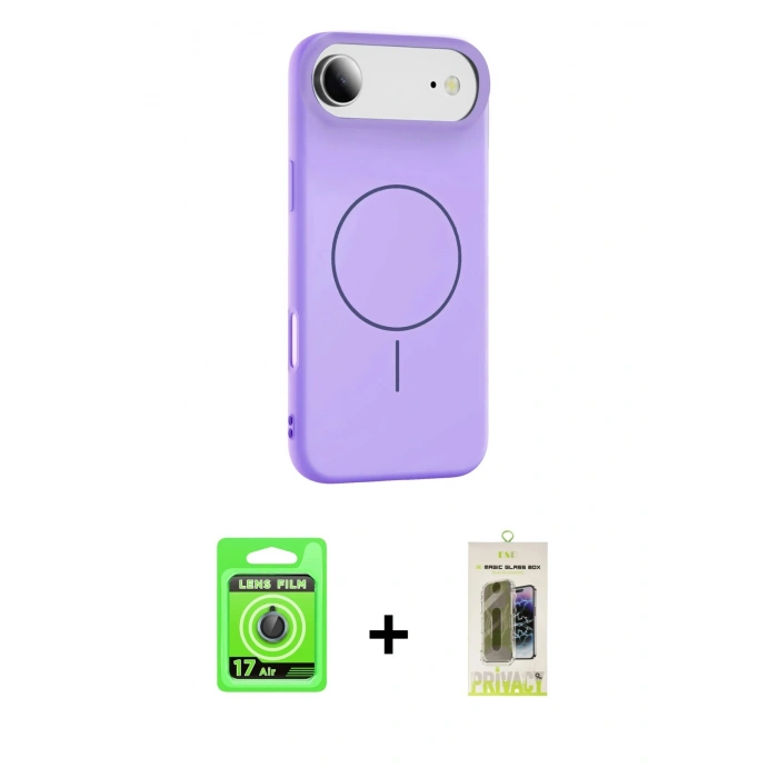 MARSİLYAN™- iPhone 17 Air Kılıf Yankı Form Serisi - Siyah Joko Magic 5D Hayalet Cam + Raze Metal Kamera Lens - MI