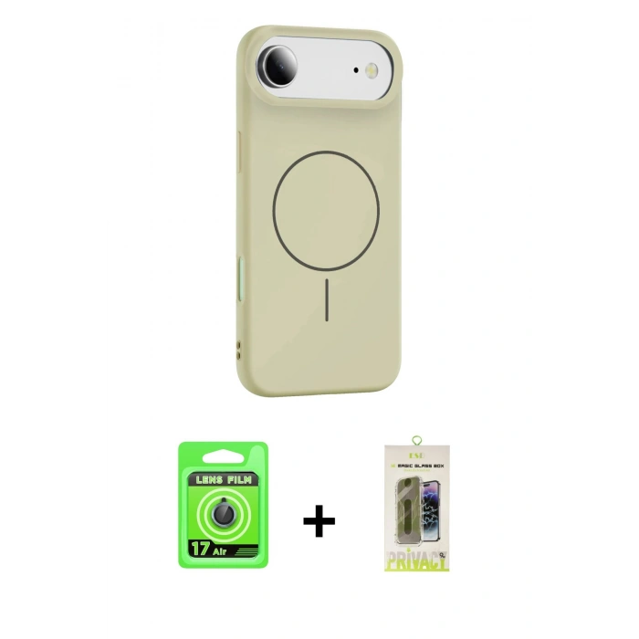 MARSİLYAN™- iPhone 17 Air Kılıf Yankı Form Serisi - Siyah Joko Magic 5D Hayalet Cam + Raze Metal Kamera Lens - MI