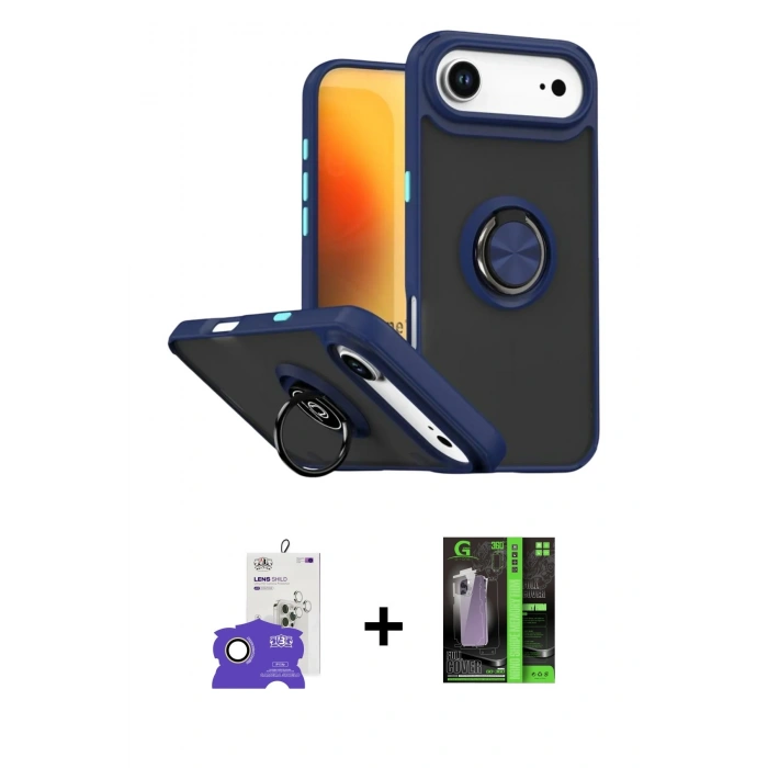 MARSİLYAN™- iPhone 17 Air Kılıf Yörünge Çizgi - Şeffaf 360 Full Body Arka Koruyucu + Bilvis Titan Kamera Lens - GD