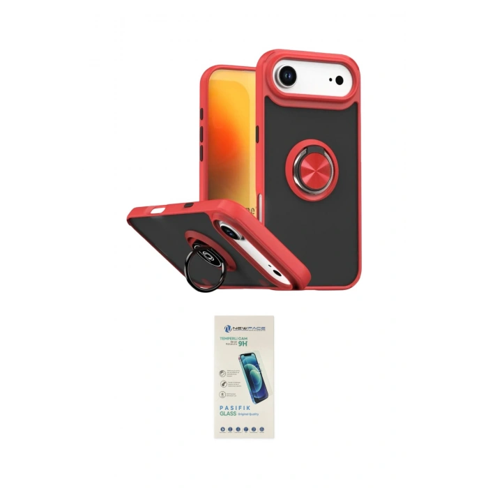 MARSİLYAN™- iPhone 17 Air Kılıf Yörünge Çizgi - Şeffaf Pasifik Cam Ekran Koruyucu