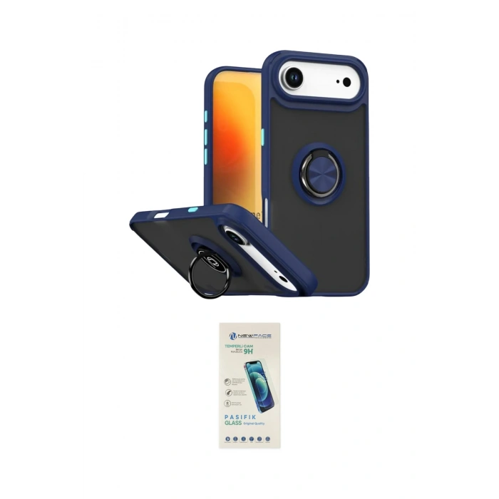 MARSİLYAN™- iPhone 17 Air Kılıf Yörünge Çizgi - Şeffaf Pasifik Cam Ekran Koruyucu