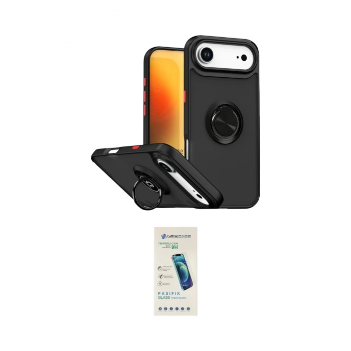 MARSİLYAN™- iPhone 17 Air Kılıf Yörünge Çizgi - Şeffaf Pasifik Cam Ekran Koruyucu