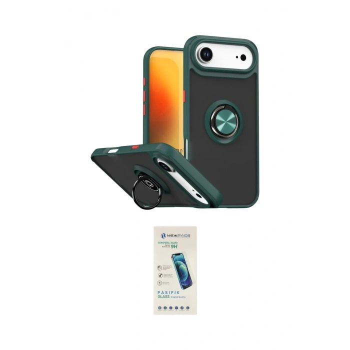 MARSİLYAN™- iPhone 17 Air Kılıf Yörünge Çizgi - Şeffaf Pasifik Cam Ekran Koruyucu