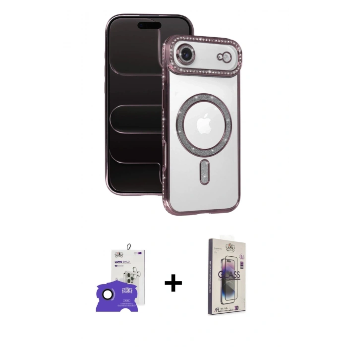 MARSİLYAN™- iPhone 17 Air Kılıf Zirve Doku Prime - Siyah Bilvis 3D Cam Ekran Koruyucu + Bilvis Titan Kamera Lens - SH