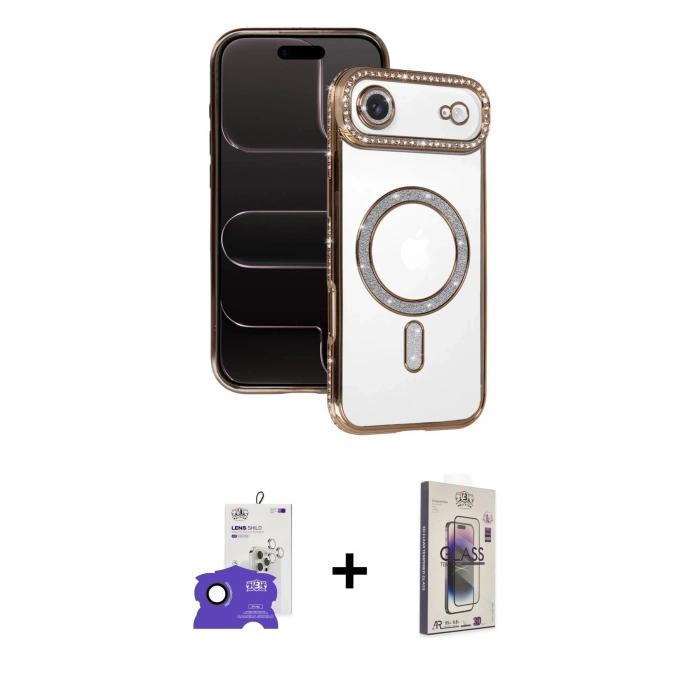 MARSİLYAN™- iPhone 17 Air Kılıf Zirve Doku Prime - Siyah Bilvis 3D Cam Ekran Koruyucu + Bilvis Titan Kamera Lens - SH
