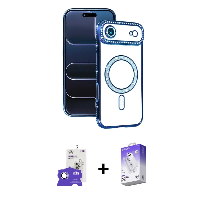MARSİLYAN™- iPhone 17 Air Kılıf Zirve Doku Prime - Siyah Bilvis 5in1 3D Magic Cam Ekran Koruyucu + Bilvis Titan Kamera Lens - GS