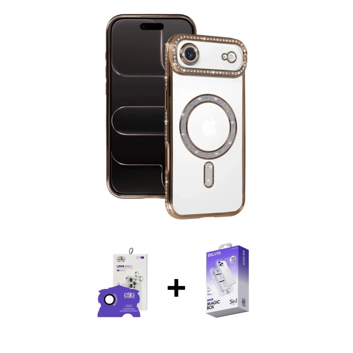 MARSİLYAN™- iPhone 17 Air Kılıf Zirve Doku Prime - Siyah Bilvis 5in1 3D Magic Cam Ekran Koruyucu + Bilvis Titan Kamera Lens - SH