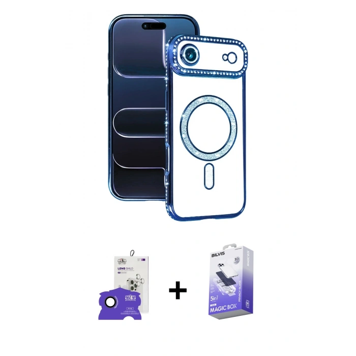 MARSİLYAN™- iPhone 17 Air Kılıf Zirve Doku Prime - Siyah Bilvis 5in1 5D Magic Hayalet Cam Ekran Koruyucu + Bilvis Titan Kamera Lens - SH