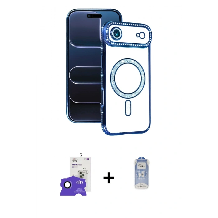 MARSİLYAN™- iPhone 17 Air Kılıf Zirve Doku Prime - Siyah Joko Magic 5D Cam + Bilvis Titan Kamera Lens - LT