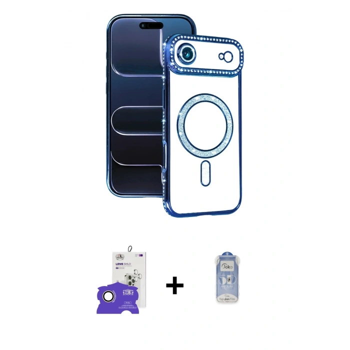 MARSİLYAN™- iPhone 17 Air Kılıf Zirve Doku Prime - Siyah Joko Magic 5D Cam + Bilvis Titan Kamera Lens - GD