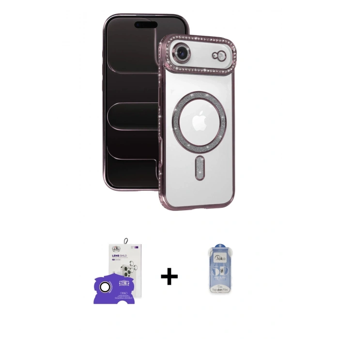 MARSİLYAN™- iPhone 17 Air Kılıf Zirve Doku Prime - Siyah Joko Magic 5D Cam + Bilvis Titan Kamera Lens - GD