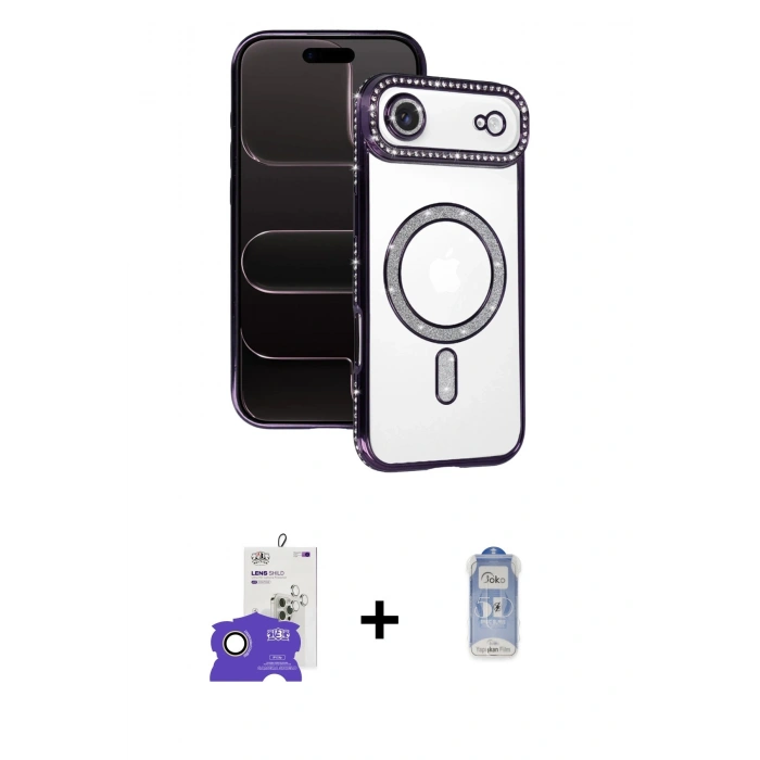 MARSİLYAN™- iPhone 17 Air Kılıf Zirve Doku Prime - Siyah Joko Magic 5D Cam + Bilvis Titan Kamera Lens - GD