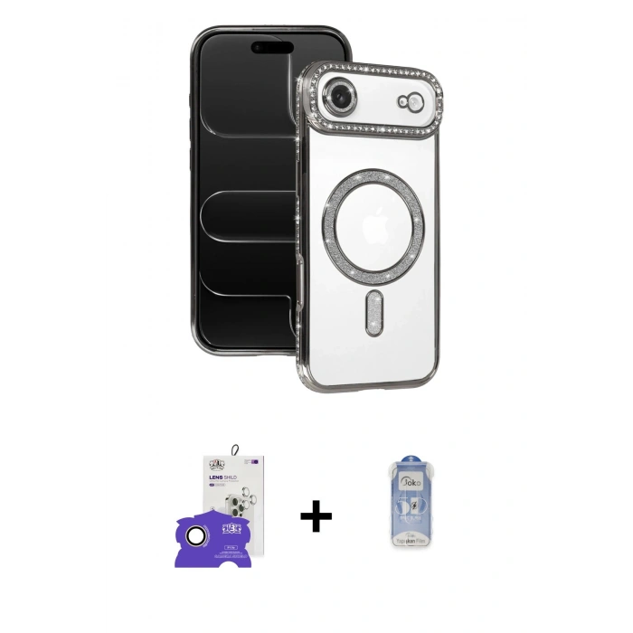 MARSİLYAN™- iPhone 17 Air Kılıf Zirve Doku Prime - Siyah Joko Magic 5D Cam + Bilvis Titan Kamera Lens - GD