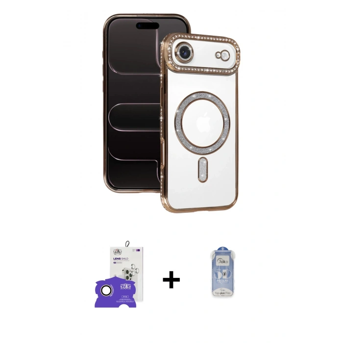 MARSİLYAN™- iPhone 17 Air Kılıf Zirve Doku Prime - Siyah Joko Magic 5D Cam + Bilvis Titan Kamera Lens - GD