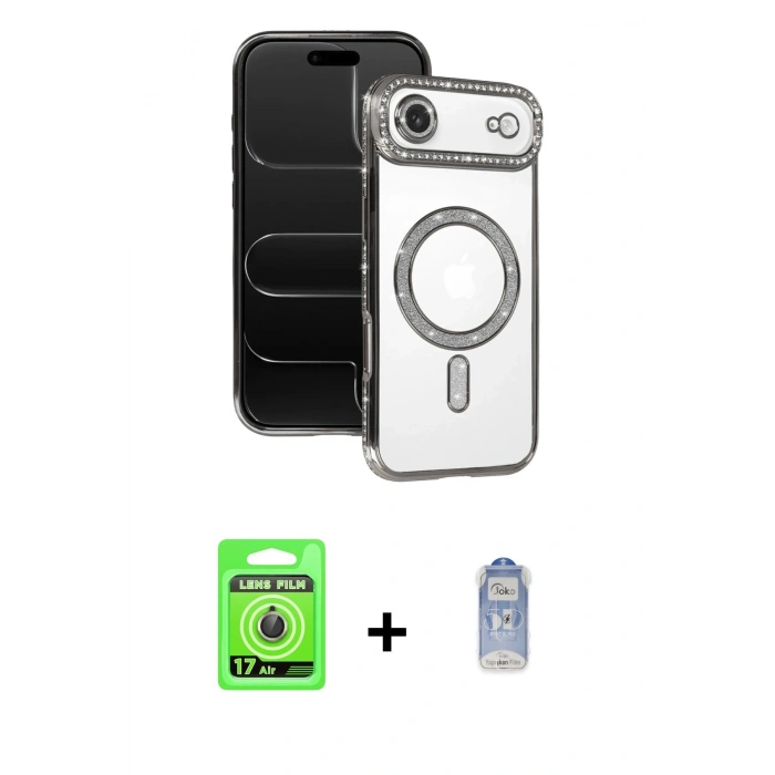 MARSİLYAN™- iPhone 17 Air Kılıf Zirve Doku Prime - Siyah Joko Magic 5D Cam + Raze Metal Kamera Lens - GD