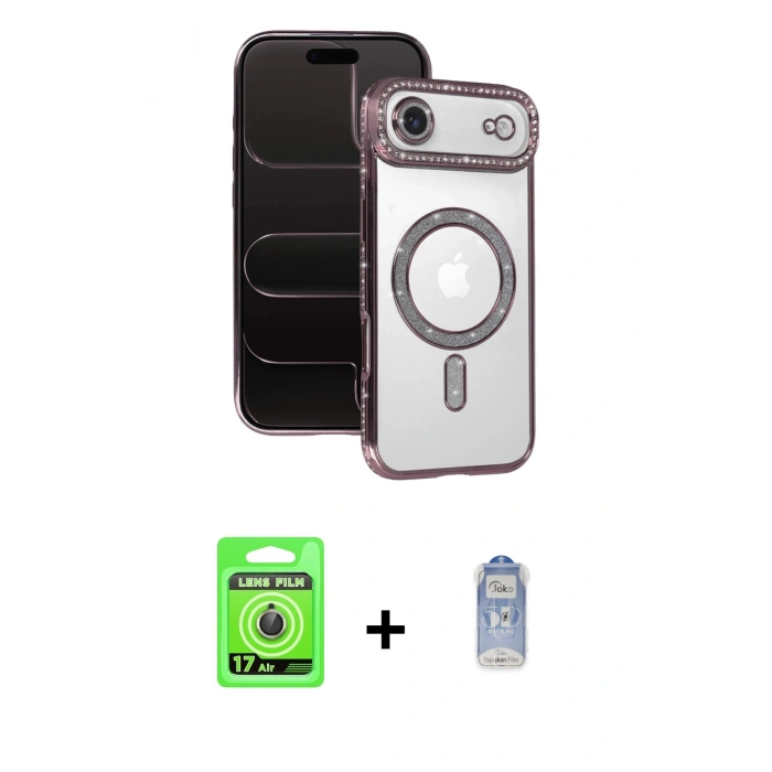 MARSİLYAN™- iPhone 17 Air Kılıf Zirve Doku Prime - Siyah Joko Magic 5D Cam + Raze Metal Kamera Lens - GD