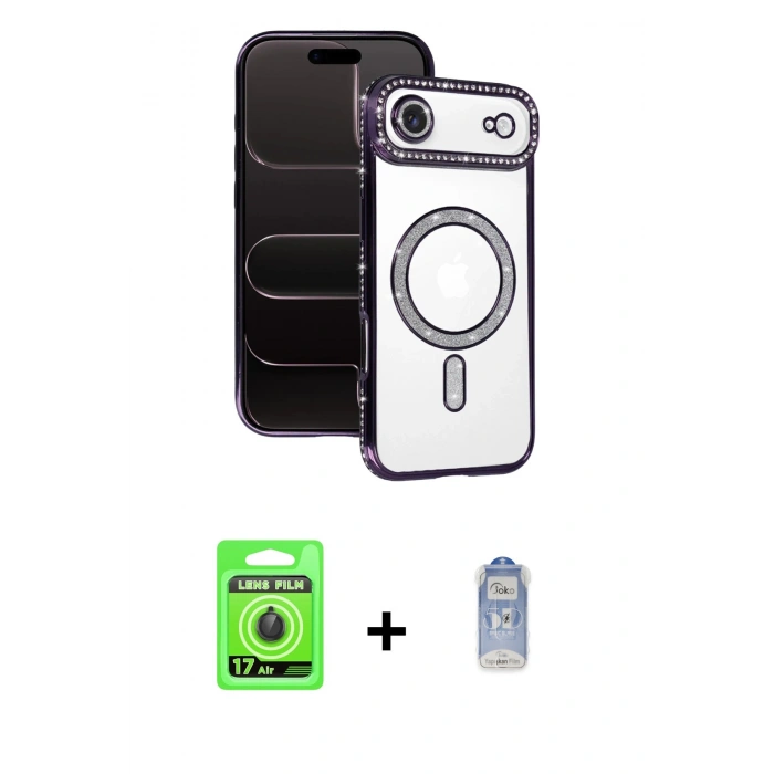MARSİLYAN™- iPhone 17 Air Kılıf Zirve Doku Prime - Siyah Joko Magic 5D Cam + Raze Metal Kamera Lens - SH