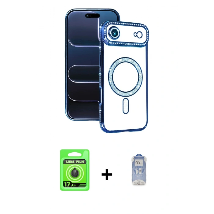 MARSİLYAN™- iPhone 17 Air Kılıf Zirve Doku Prime - Siyah Joko Magic 5D Cam + Raze Metal Kamera Lens - SH