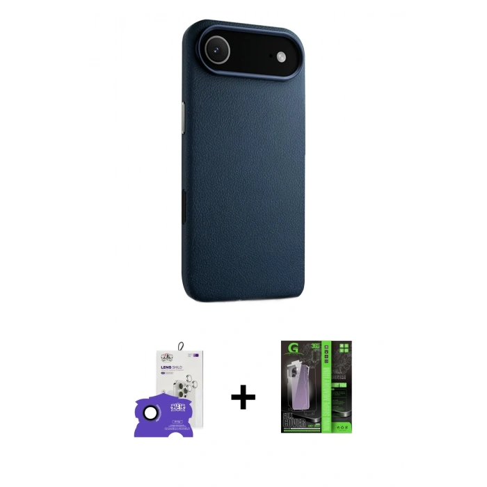 MARSİLYAN™- iPhone 17 Air Kılıf Zirve Modern Prime - Siyah 360 Mat Full Body Arka Koruyucu + Bilvis Titan Kamera Lens - LT