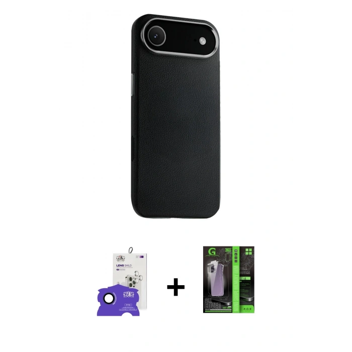 MARSİLYAN™- iPhone 17 Air Kılıf Zirve Modern Prime - Siyah 360 Mat Full Body Arka Koruyucu + Bilvis Titan Kamera Lens - LT