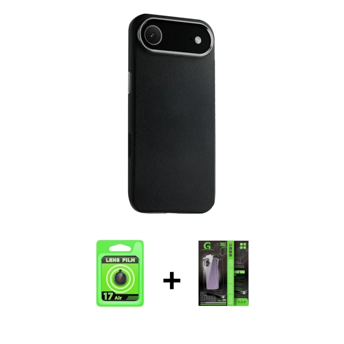 MARSİLYAN™- iPhone 17 Air Kılıf Zirve Modern Prime - Siyah 360 Mat Full Body Arka Koruyucu + Raze Metal Kamera Lens - SH