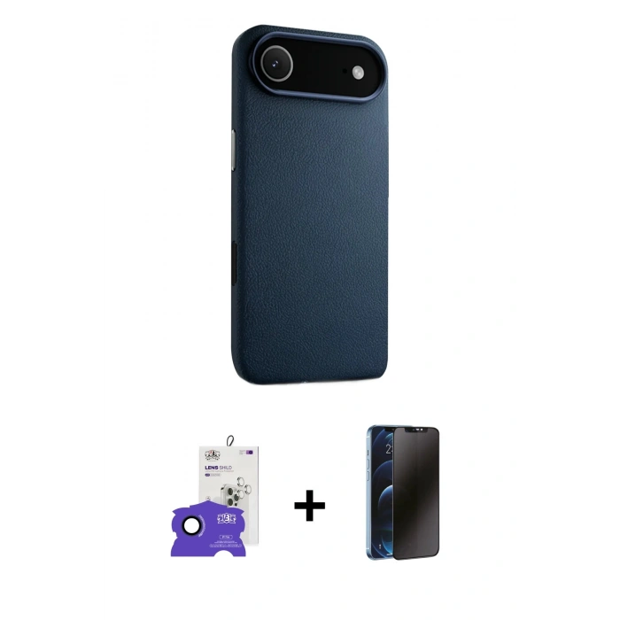 MARSİLYAN™- iPhone 17 Air Kılıf Zirve Modern Prime - Siyah 3D Antistatik Hayalet Cam Ekran Koruyucu + Bilvis Titan Kamera Lens - LT