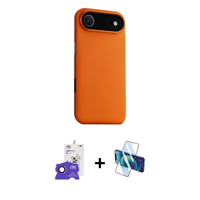 MARSİLYAN™- iPhone 17 Air Kılıf Zirve Modern Prime - Siyah 3D Antistatik Seramik Nano Ekran Koruyucu + Bilvis Titan Kamera Lens - LT