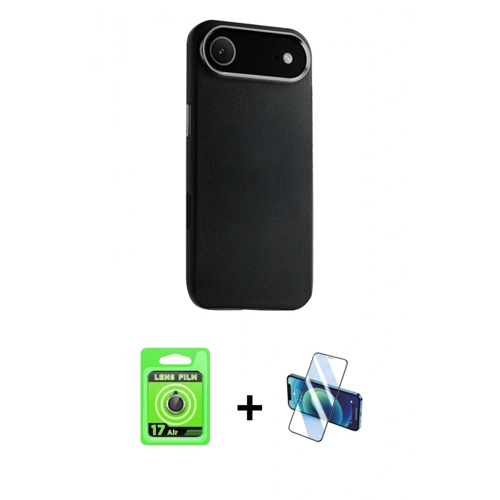 MARSİLYAN™- iPhone 17 Air Kılıf Zirve Modern Prime - Siyah 3D Antistatik Seramik Nano Ekran Koruyucu + Raze Metal Kamera Lens - GD