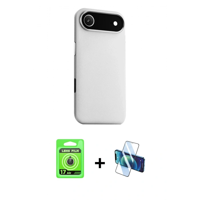 MARSİLYAN™- iPhone 17 Air Kılıf Zirve Modern Prime - Siyah 3D Antistatik Seramik Nano Ekran Koruyucu + Raze Metal Kamera Lens - GD