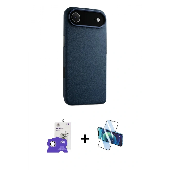MARSİLYAN™- iPhone 17 Air Kılıf Zirve Modern Prime - Siyah 3D Antistatik Seramik Nano Ekran Koruyucu + Bilvis Titan Kamera Lens - GD